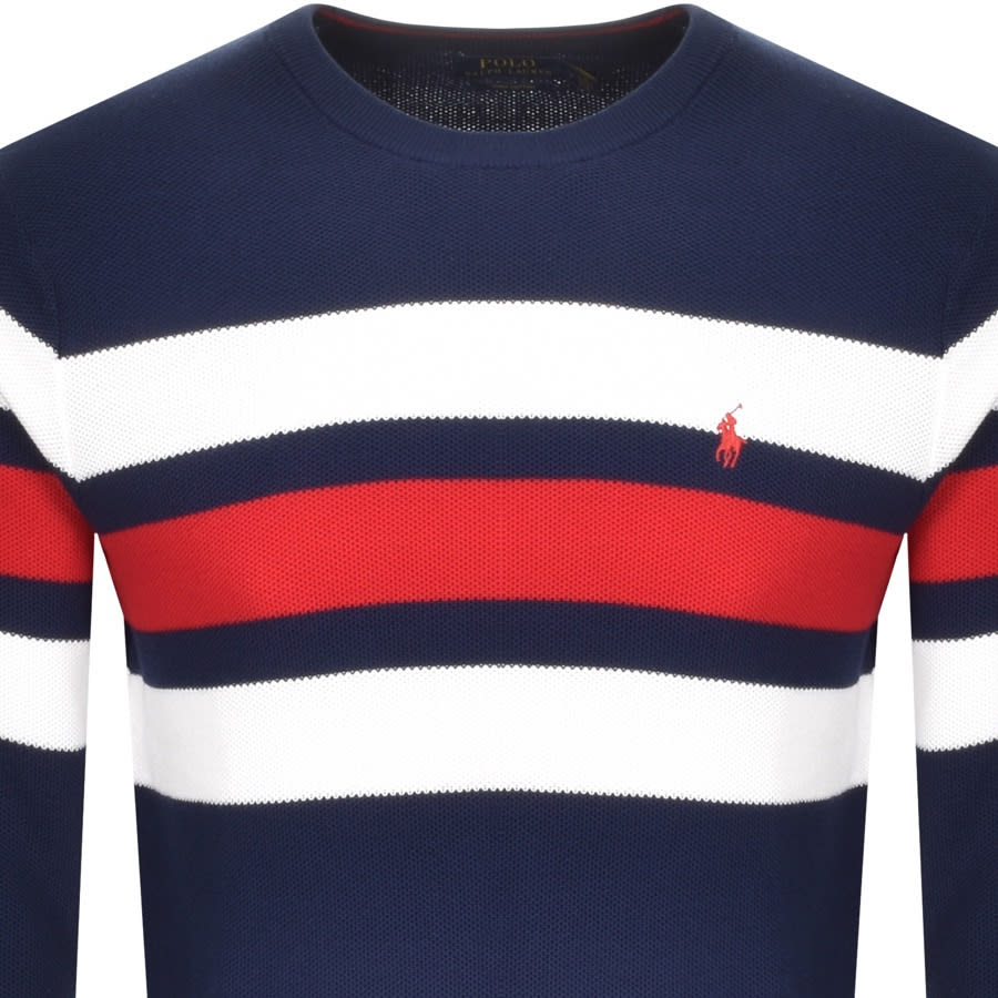 Alternative Image for ProductRalph Lauren Crew Neck Waffle Knit Jumper Navy2